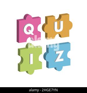 Quiz puzzle icon. Isometric of kindergarten puzzle vector icon for web design isolated on white background Stock Vector