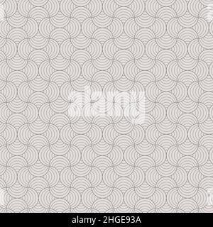 Thin Curl Lines Retro Geometric Seamless Background in Black and White Color. Vector Tileable pattern. Stock Vector