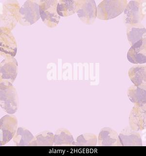 Trendy easter square abstract frame with marble pattern on eggs in purple color Stock Photo