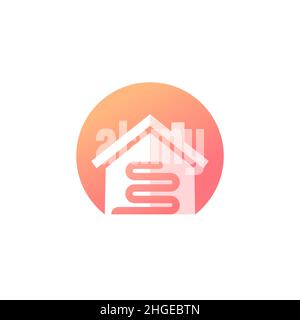 floor heating logo with a house, vector Stock Vector