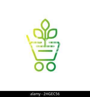 organic shop line icon on white Stock Vector