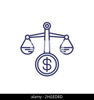 Scales and money line icon Stock Vector