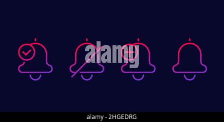 Notification line icons for apps and web Stock Vector