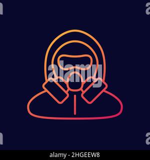 hazmat suit line vector icon Stock Vector