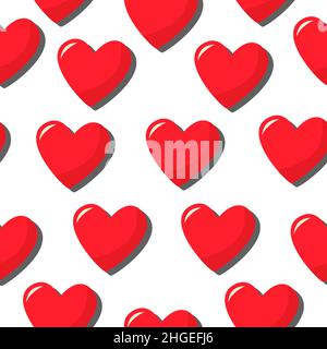 The heart is red. Vector pattern in a flat style. Simple seamless pattern. Valentine's Day background. Stock Vector