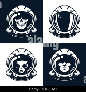 Astronaut space helmet in retro style Stock Vector
