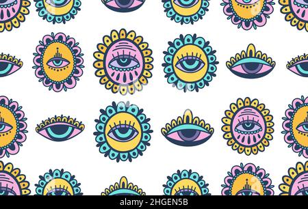 Evil eye third element hand drawn.Esoteric mystic symbol,authentic icon. Stock Vector