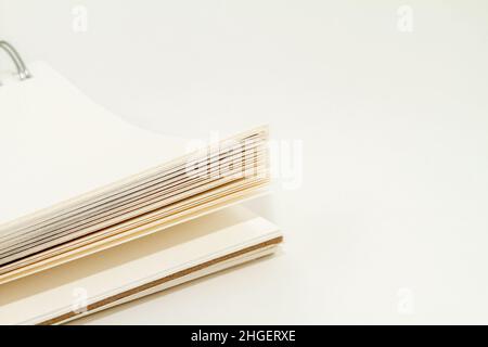 Notepad paper pages corner fanned open Stock Photo