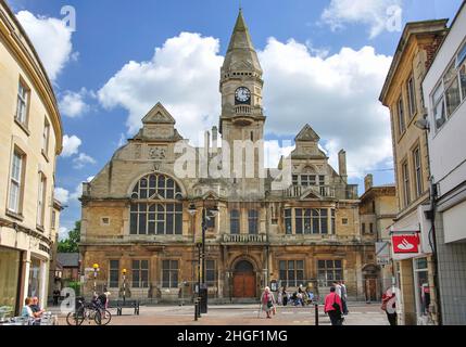 Trowbridge Town Hall from Fore Street, Trowbridge, Wiltshire, England, United Kingdom Stock Photo