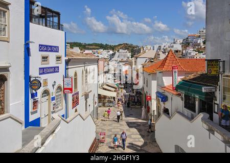 Pedestrianised Rua 5 de Outubro, Old Town, Albufeira,  Algarve Region, Portugal Stock Photo