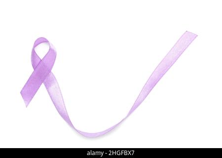 Lilac Ribbon White Background Cancer Awareness Concept Stock Photo by  ©serezniy 479067690