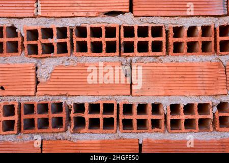 Brick wall seen from close up Stock Photo