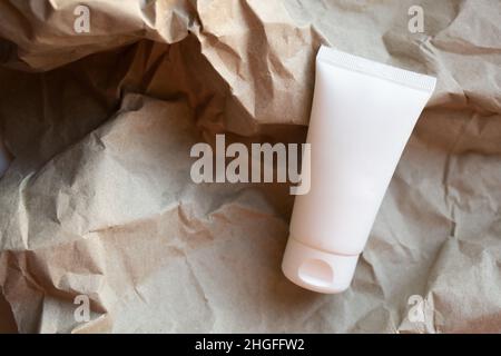 White tube of cream mock-up, design ready cosmetic and care product packaging Stock Photo