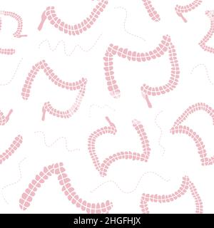 Bowel texture repeating pattern for gastroenterologist background. Fun gut shaped doodles, internal organs wallpaper Stock Vector