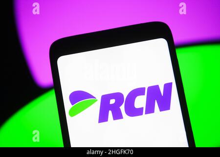 Ukraine. 20th Jan, 2022. In this photo illustration, a RCN Corporation logo is seen on a smartphone screen. Credit: SOPA Images Limited/Alamy Live News Stock Photo