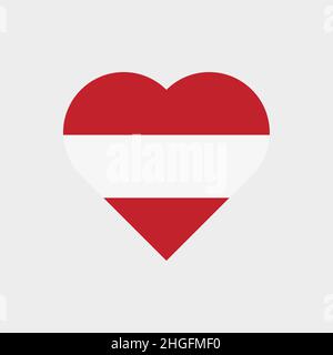 The flag of Austria in a heart shape Stock Vector