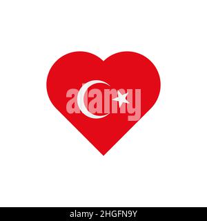 The flag of Turkey in a heart shape Stock Vector