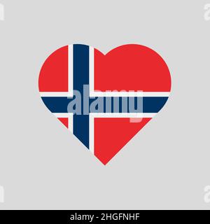 The flag of Norway in a heart shape Stock Vector