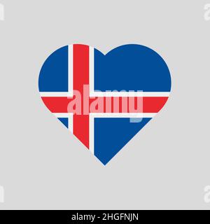 The flag of Iceland in a heart shape Stock Vector