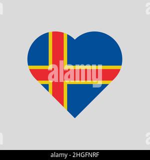 The flag of the Aland Islands in a heart shape Stock Vector
