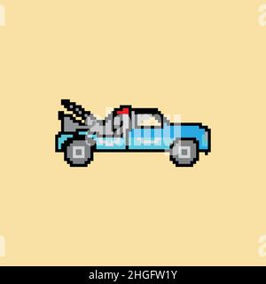 Tow truck pixel art game vector illustration.EPS 10 Stock Vector