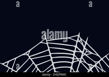 Spider web on black background. Spooky Halloween cobweb. Handrawn vector illustration Stock Vector