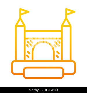 Bouncy castle gradient outline icon. Jumping inflatable house on kids playground. Vector logo EPS 10 Stock Vector