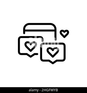 Romantic messages on a smartphone. Pixel perfect, editable stroke icon Stock Vector