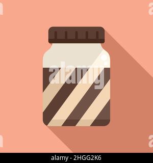 Chocolate paste mix icon flat vector. Cocoa jar. Cream milk Stock Vector