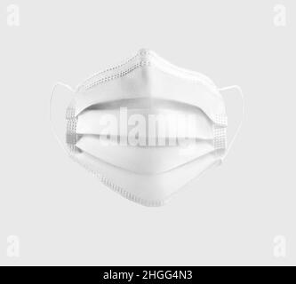 White surgical mask mockup, 3D rendering, isolated on background, front view. Template of a medical mask, bandage for protection against viruses, dust Stock Photo