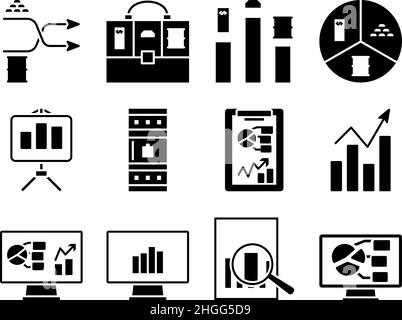 Analytics Icon Set. Fully editable vector illustration. Text expanded. Stock Vector