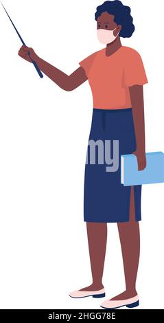 School teacher semi flat color vector character Stock Vector