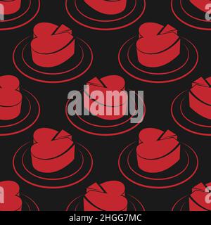 seamless pattern cake shape heart piece cut off valentine's day vector image Stock Vector