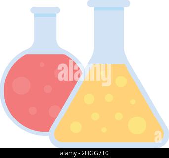 Chemical beakers with liquid semi flat color vector item Stock Vector