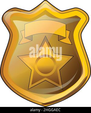 Police badge icon cartoon vector. Officer emblem. Sheriff sign Stock Vector