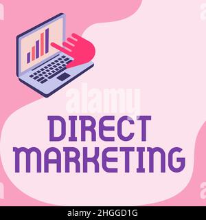 Inspiration showing sign Direct Marketing. Business overview business of selling services directly to the public Laptop Drawing Showing Graph Growth Stock Photo