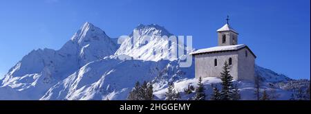 France, Savoie, La Rosiere, Chatelard hamlet at 1500 meters view from ...