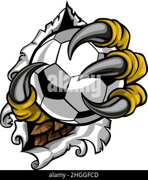 Tearing Ripping Claw Talons With Soccer Football Stock Vector