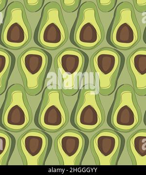 Fruity pattern with avocado fruit Stock Vector