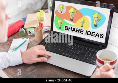 Share ideas concept shown on a laptop screen Stock Photo