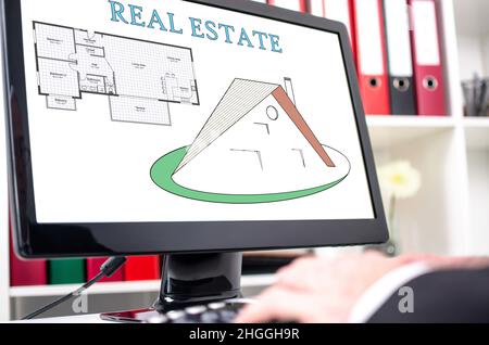 Real estate concept shown on a computer screen Stock Photo
