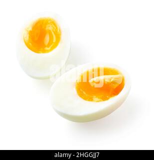 Soft boiled eggs isolated on white background Stock Photo