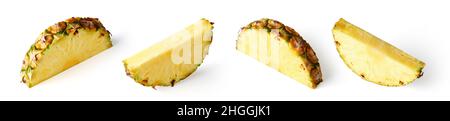 Four pineapple slices isolated on white Stock Photo