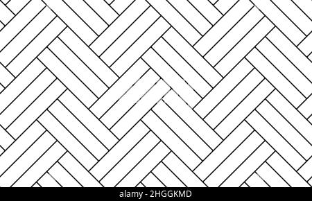 White triple herringbone parquet floor seamless pattern with diagonal panels. Vector wooden or brick wall texture. Modern interior background. Outline Stock Vector