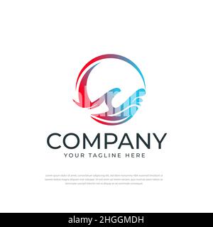 Colorful wave illustration logo, symbol, icon, design template Stock Vector