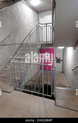 well-lit stairwell in a multi-storey car park, Germany Stock Photo