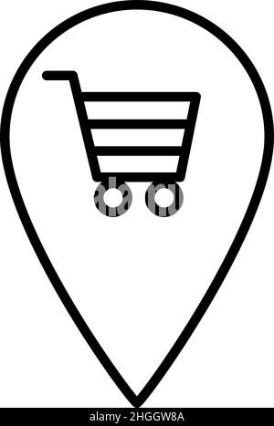 Shopping Cart Location Outline Icon Vector Stock Vector