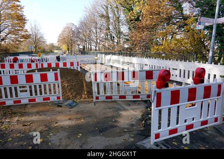 bridge closure on the Erft after the flood disaster in July 2021, Germany, North Rhine-Westphalia, Weilerswist Stock Photo