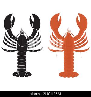 Lobster, color isolated vector illustration on a white background in cartoon style. Stock Vector
