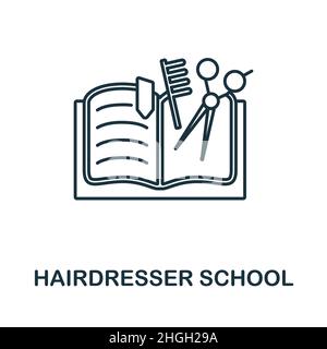 Hairdresser School icon. Line element from hairdresser collection. Linear Hairdresser School icon sign for web design, infographics and more. Stock Vector